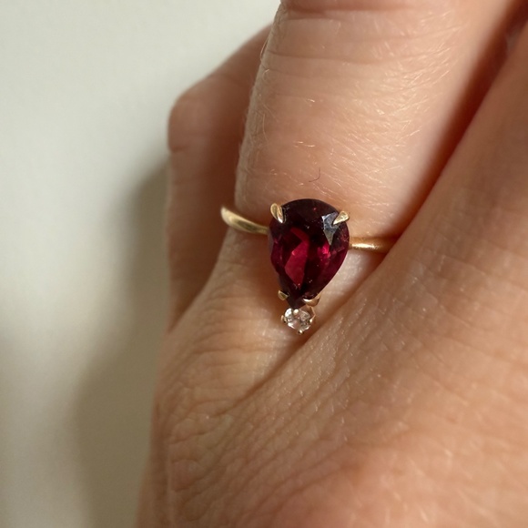 Custom Garnet Diamond Ring - Picture 3 of 4